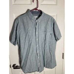 Hurley Men's Classic Fit Short Sleeve Button Down Shirt 100% Cotton, Blue XXL